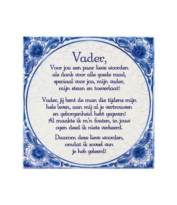 Delfts Blauw Tegel Vader 14,5cm, Verzenden, Nieuw