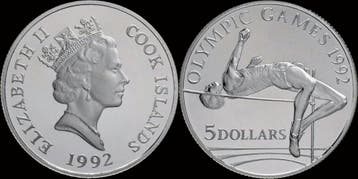 Cook Islands 5 dollar 1992- Olympic games 1992 in Barcelo..., Timbres & Monnaies, Monnaies & Billets de banque | Accessoires, Verzenden