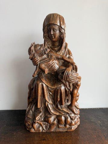 sculptuur, Pïeta - 43 cm - Eik, Antiek en Kunst