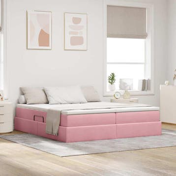 vidaXL Opbergbed met matras met matras Roze 200 x 200 cm, Verzenden, Nieuw
