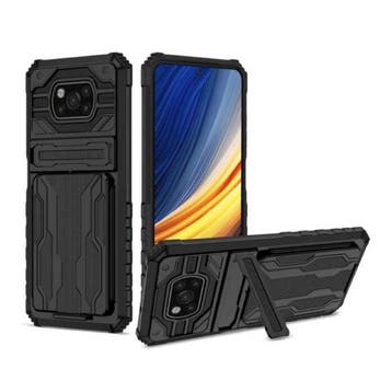 Xiaomi Poco X3 Pro - Armor Card Slot Hoesje met Kickstand -, Verzenden