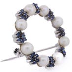 Broche - 18 carats Or blanc - 1.70ct. tw. Saphir