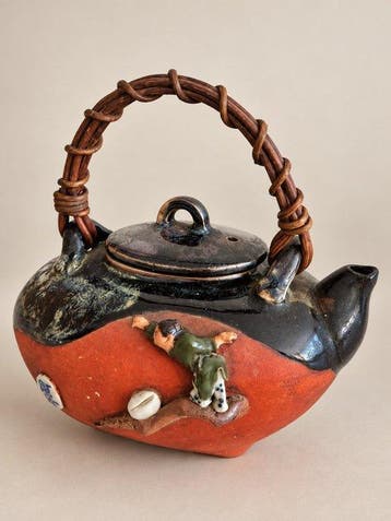 Inoue Ryosai - Theepot - Steengoed - Sumida Gawa theepot