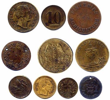 Wereld. Lot of 10 historical tokens / Spielmarke – Europe &
