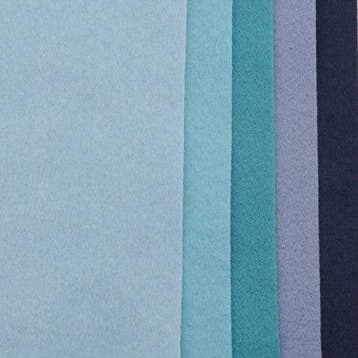 Viltlapjes blauwtinten kit 3 20x30 cm 1mm dik per pak 10, Nieuw