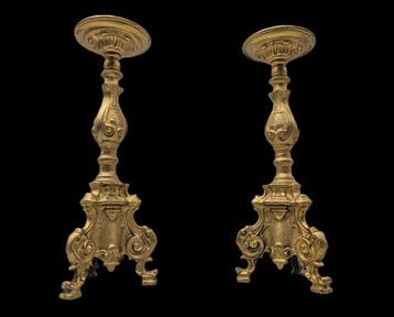 Paire de Pique-cierges - 24 cm - Kaarsenhouder (2) - Verguld