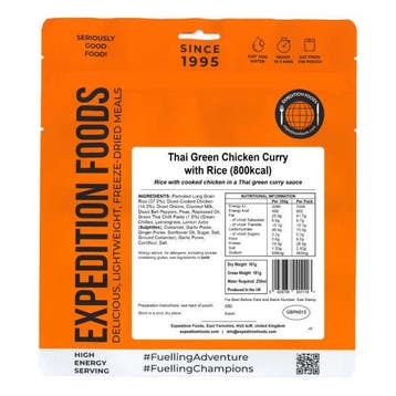 Thaise Groene Kipkerrie met Rijst - Expedition Foods, Verzenden