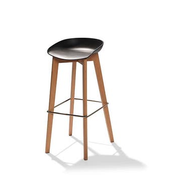 Barkruk Keeve | Laag | Zwart | Hout/Kunststof | Stapelbaar, Verzenden, Nieuw in verpakking