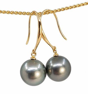 Oorbellen - 14 karaat Geel goud - 9x10 mm Tahiti parels