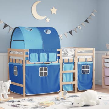 vidaXL Kinderhoogslaper met tunnel 90x190 cm massief, Huis en Inrichting, Verzenden, Nieuw