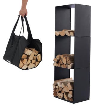 Lendo Online Range-bûches 40x28x120 Acier Thermolaqué Noir