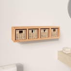 vidaXL Wandschap met manden 62x18x16 cm massief walnotenhout, Verzenden, Nieuw