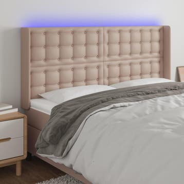 vidaXL Hoofdbord LED 163x16x118/128 cm kunstleer, Verzenden