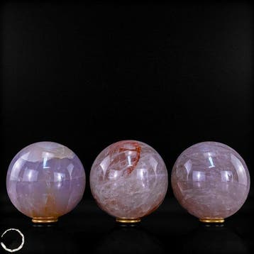 Lavendelroze kwarts & vuurkwarts bolletjesset – Drie met de