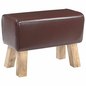 vidaXL Bank 60 x 30 x 45 cm Echt Leer Donkerbruin, Verzenden, Nieuw