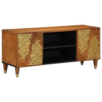 vidaXL TV Kast Honing bruin 105 x 33 x 46 cm Massief Mango, Huis en Inrichting, Woonaccessoires | Cd- en Dvd-rekken, Verzenden