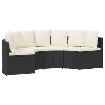 vidaXL Bankstel 2 st Zwart Massief Acaciahout en Poly Ratten, Tuin en Terras, Verzenden, Nieuw