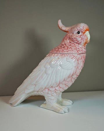 Decoratief ornament - Handgeschilderde papegaaiendoos