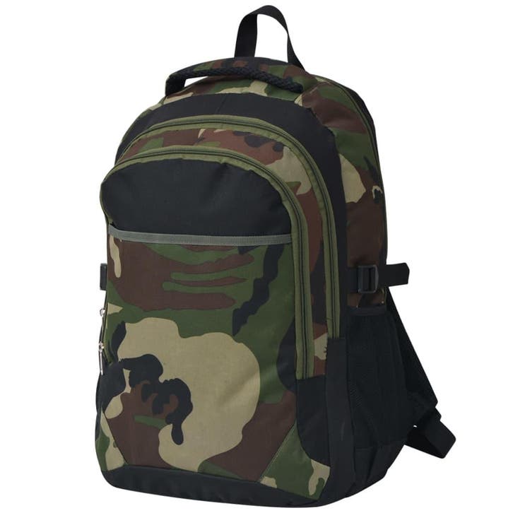 vidaXL Rugzak voor school 40 L zwart en camouflage, Bijoux, Sacs & Beauté, Sacs | Sacs à dos, Envoi