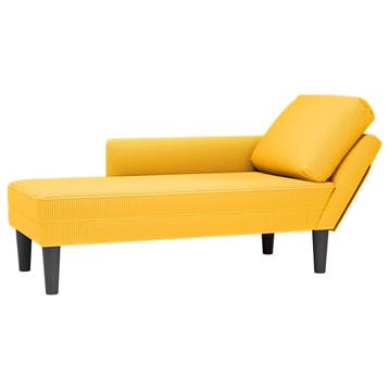 vidaXL Chaise longue met kussen corduroy stof lichtgeel, Verzenden, Nieuw