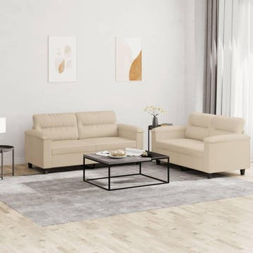 vidaXL 2-delige Loungeset met kussens microvezelstof, Verzenden, Nieuw