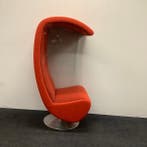 akoestische belstoel met glazen zijwanden, oranje - chroom