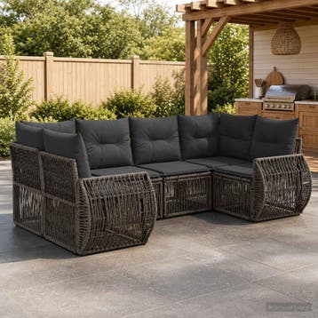 vidaXL Tuinbank Set 6 st 6-Aantal zitplaatsen Grijs en, Verzenden, Nieuw