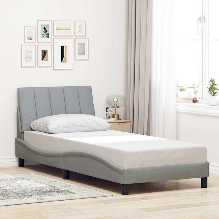 vidaXL Bedframe zonder matras Hanko 80x200 cm stof, Huis en Inrichting, Slaapkamer | Bedden, Nieuw, Verzenden