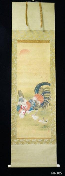 Absolute auction - Antique Japanese Hanging Scroll Rooster, Antiquités & Art, Antiquités | Autres Antiquités
