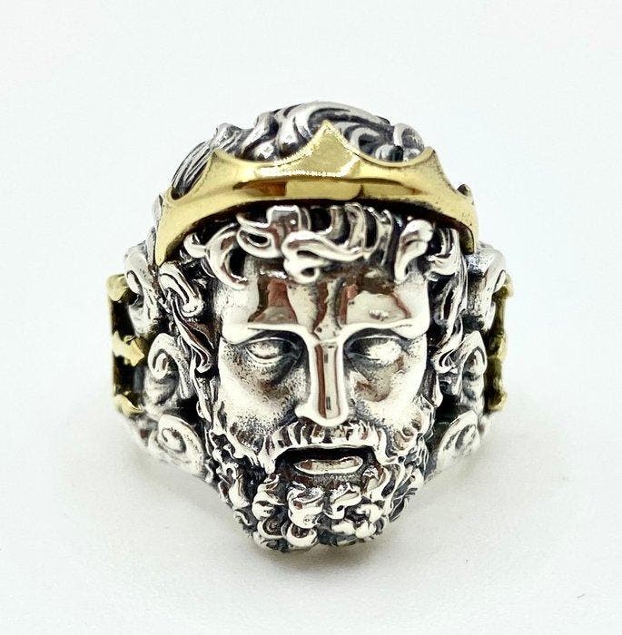 Sans prix de réserve - Bague tendance Argent - Bague Zeus en, Handtassen en Accessoires, Antieke sieraden