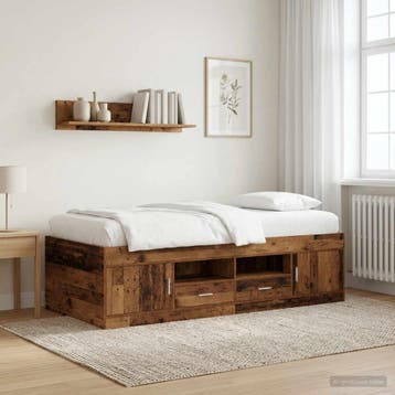 vidaXL Bedombouw met opslag met lade Oud hout 80 x 200 cm, Verzenden, Nieuw