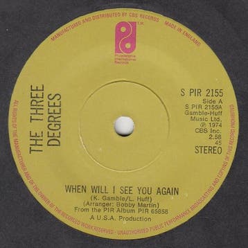 The Three Degrees - When Will I See You Again, Verzenden
