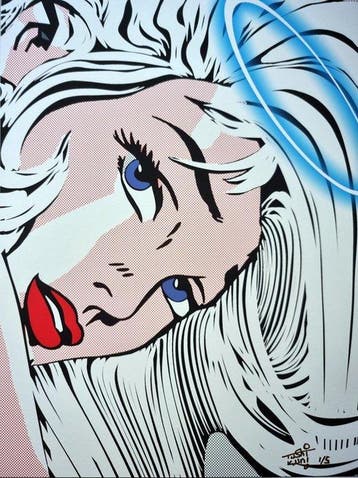 Tushikuni - XL ANGEL PIN-UP - Roy Lichtenstein vs Kuni