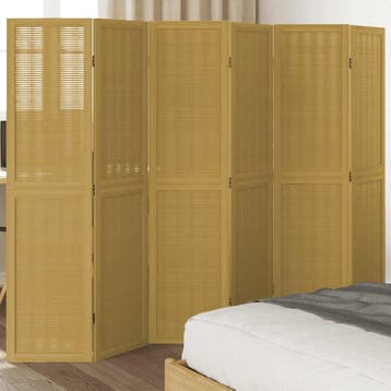 vidaXL Kamerscherm met 6 panelen massief paulowniahout bruin, Verzenden, Nieuw