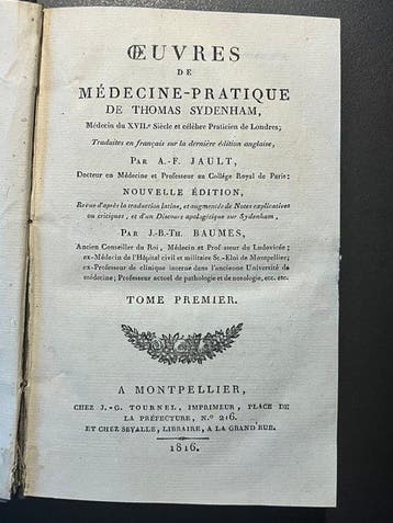 Thomas Sydenham; traduit par A.-F. Jault; revu par J.-B.-Th.