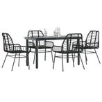 vidaXL 5-delige Tuinset poly rattan glas zwart, Tuin en Terras, Verzenden, Nieuw, Tuinset