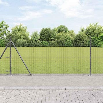vidaXL Hekpaal met betonnen voet 13 st Grijs Gepoedercoat, Verzenden, Nieuw