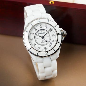 Chanel - J12 White Ceramic Automatic Diamond Index - H1628 -, Nieuw