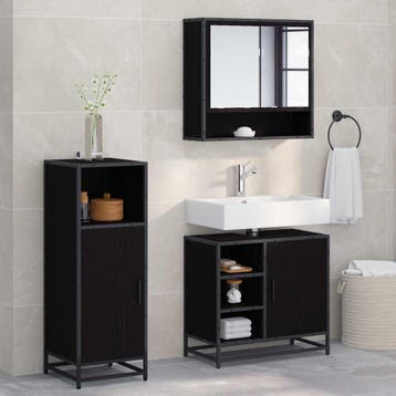 vidaXL Badkamermeubel Set 3 st Zwart Eiken 35 x 37,5 x 100, Verzenden