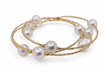 Armband - 18 karaat Geel goud - 7x8 mm Akoya parels, Nieuw