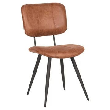 Stoel | Leer/Metaal | Cognac | Zwart Frame | Indoor |, Verzenden, Nieuw in verpakking
