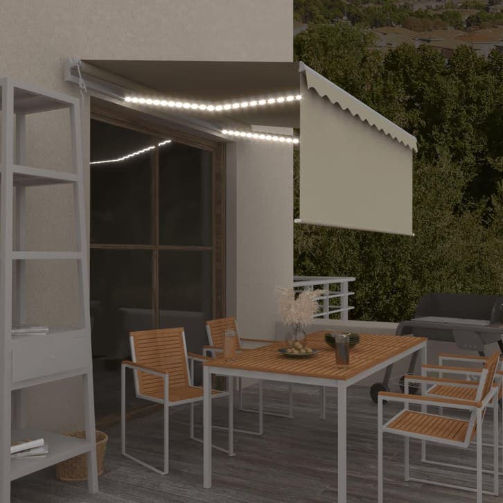 vidaXL Luifel automatisch rolgordijn LED windsensor 3,5x2,5, Jardin & Terrasse, Protection solaire, Envoi