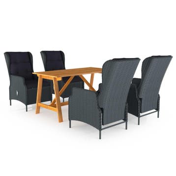 vidaXL 5-delige Tuinset donkergrijs, Verzenden, Nieuw, Tuinset
