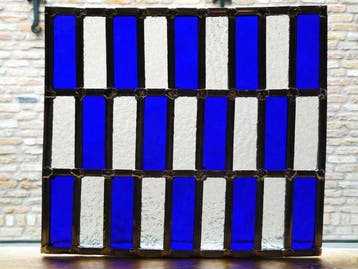 Art Deco Glas-in-loodraam - Handvervaardigd - 1980-1990 -, Antiek en Kunst