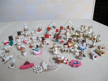 Kerstboomversiering (45) - Vintage houten kerstfiguren, Nieuw