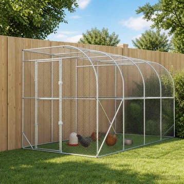 vidaXL Kippenhok Tegen de Muur zilver 600 x 150 x 215 cm, Verzenden, Nieuw