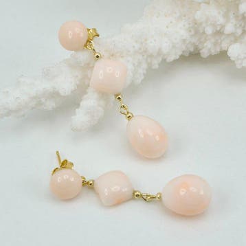 Koraal - Zilver, Verguld - Oorbellen - Roze koraal