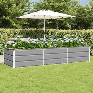 vidaXL Plantenbak Lichtgrijs 240 x 80 x 45 cm Staal, Verzenden, Nieuw