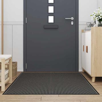vidaXL Deurmat 115x200 cm streep zwart en grijs, Verzenden, Nieuw
