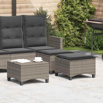 vidaXL Tuinkrukken met kussens 2 st 55x55x36 cm poly rattan, Verzenden, Nieuw